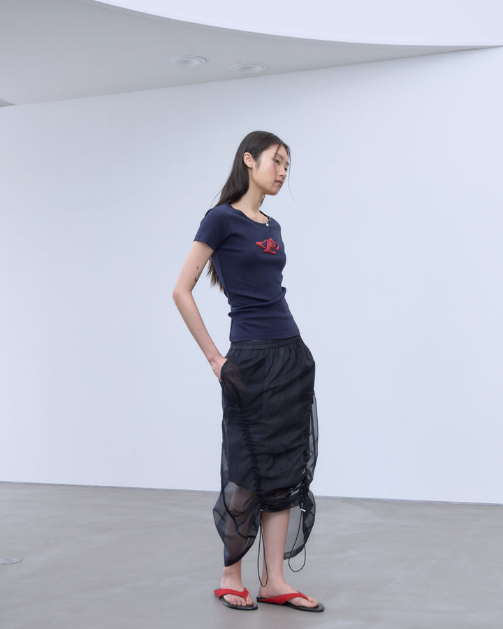 STRIPE SHEER LAYERED SKIRT
