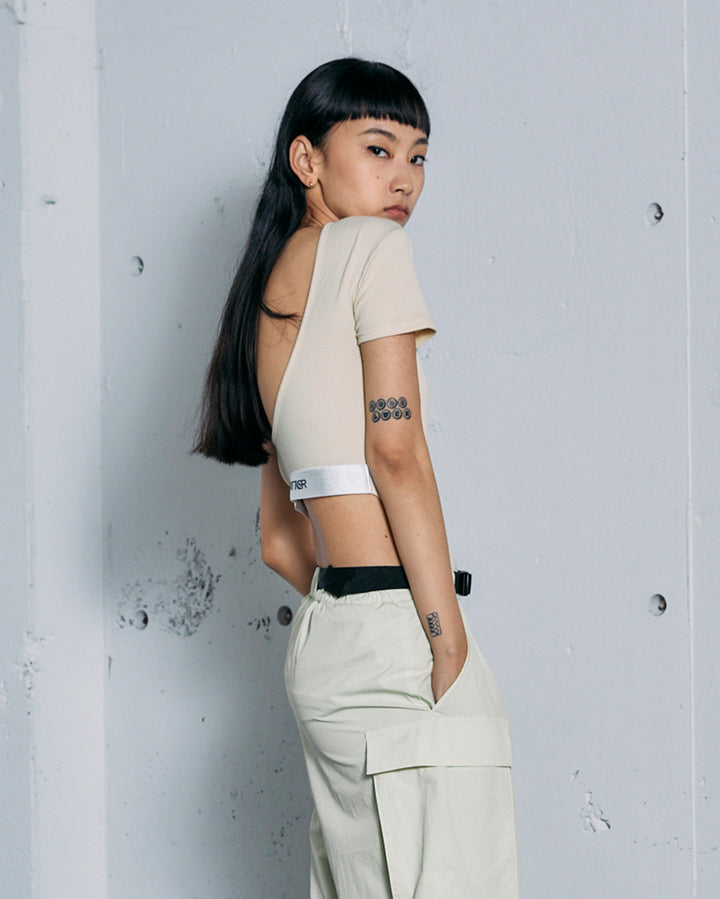 TERECO RIB BACK OPEN T-SHIRT