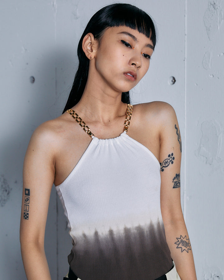earth+-ing  HALTER NECK CHAIN STRAP TOPS 「泥染め」