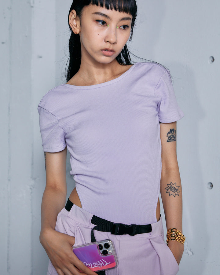 TERECO RIB BACK OPEN T-SHIRT