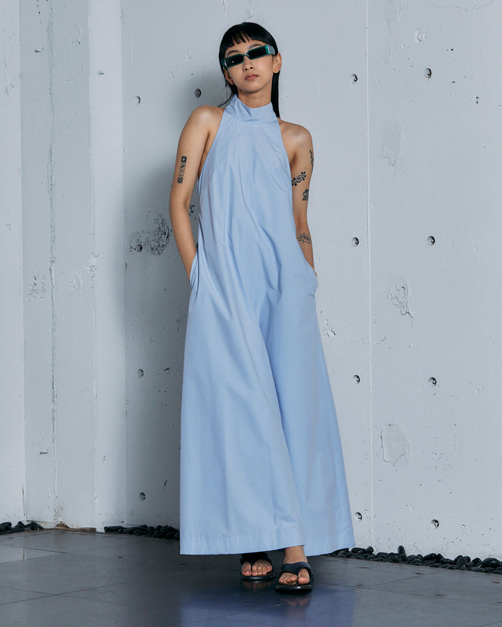 TYPEWRITER HALTER NECK MAXI DRESS