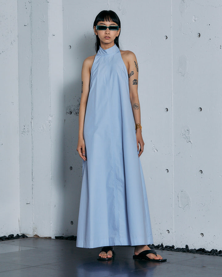 TYPEWRITER HALTER NECK MAXI DRESS