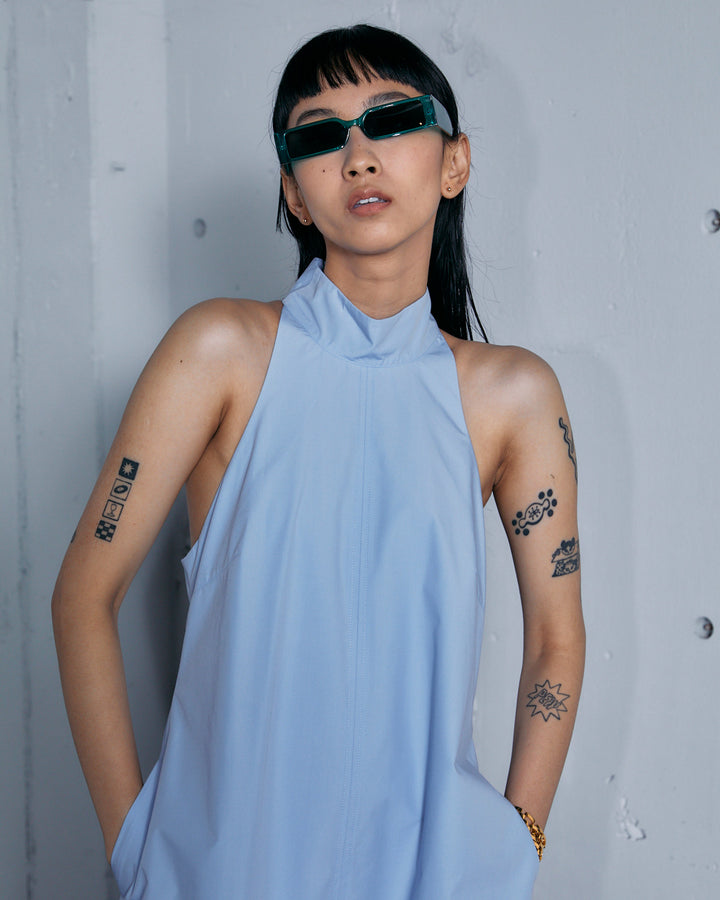 TYPEWRITER HALTER NECK MAXI DRESS