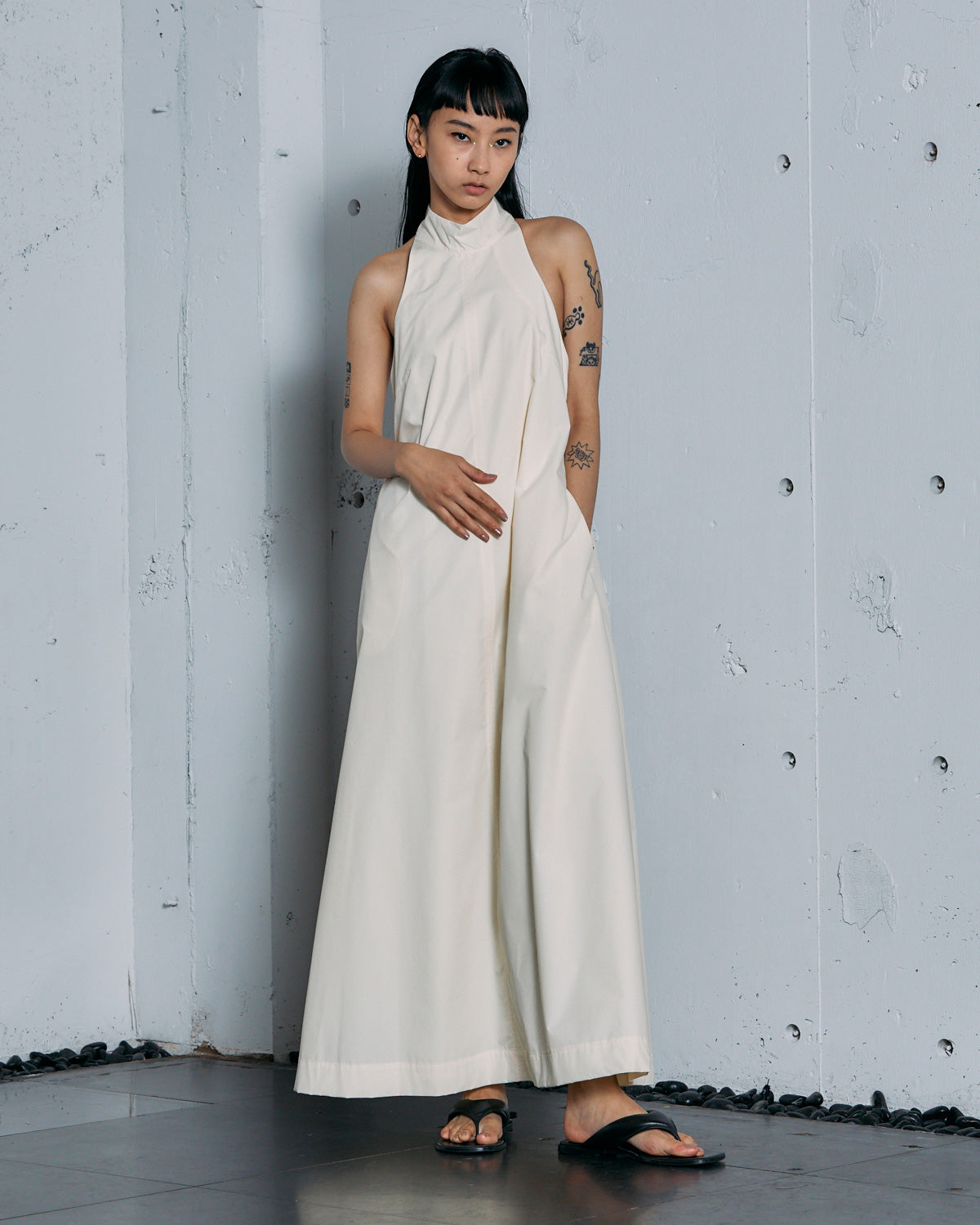 TYPEWRITER HALTER NECK MAXI DRESS | | STORE | THINGS THAT MATTER