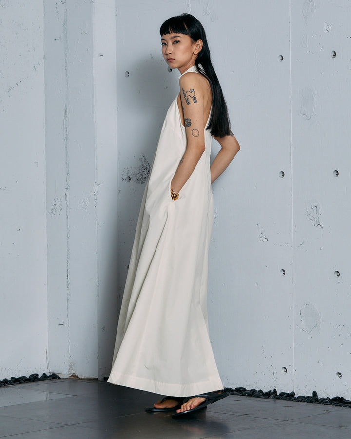 TYPEWRITER HALTER NECK MAXI DRESS