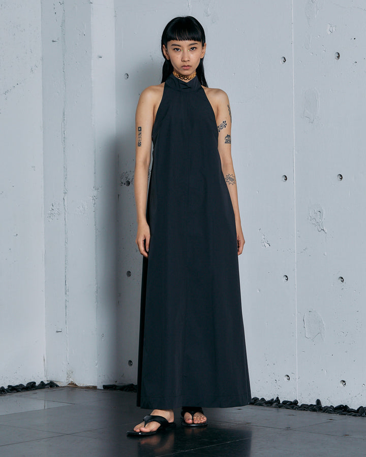 TYPEWRITER HALTER NECK MAXI DRESS