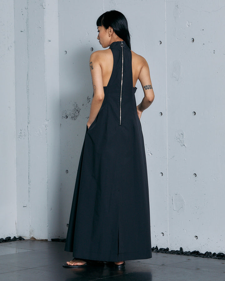 TYPEWRITER HALTER NECK MAXI DRESS
