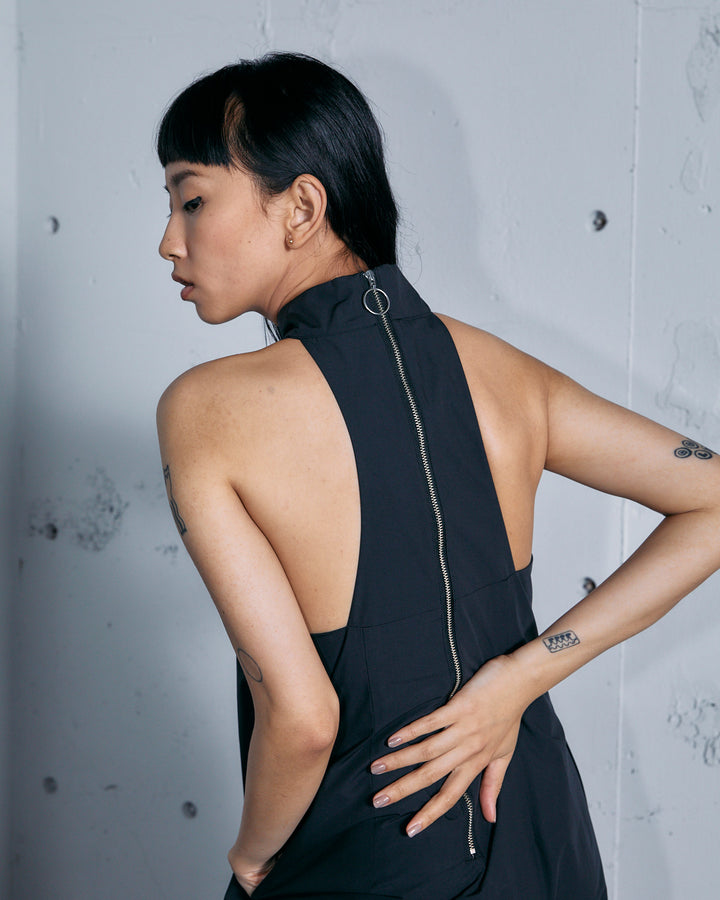 TYPEWRITER HALTER NECK MAXI DRESS