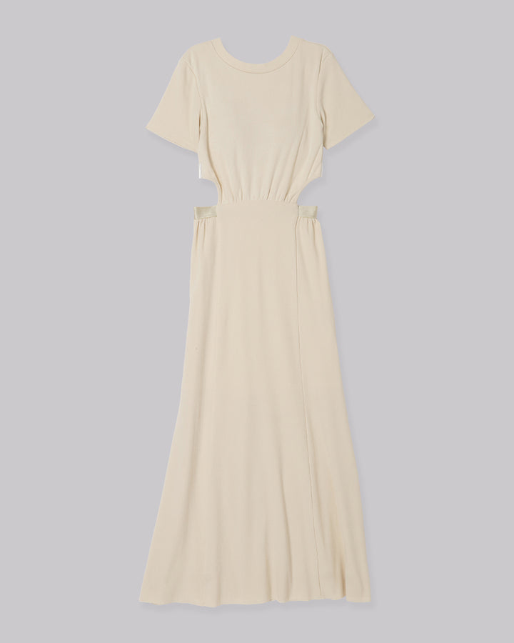 HIGH STRETCH RIB MAXI FLARE DRESS