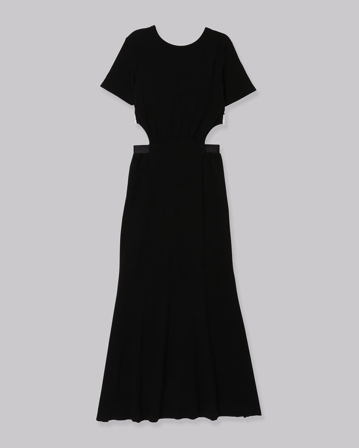 HIGH STRETCH RIB MAXI FLARE DRESS