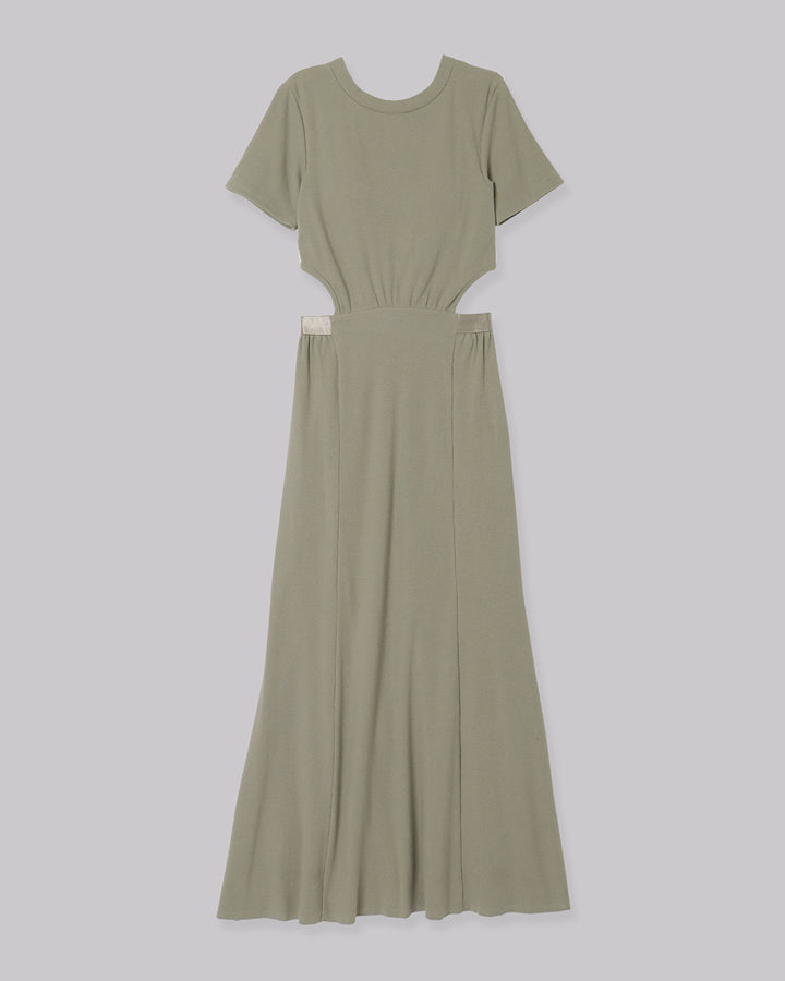 HIGH STRETCH RIB MAXI FLARE DRESS
