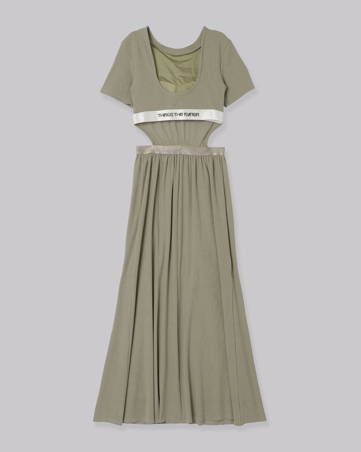 HIGH STRETCH RIB MAXI FLARE DRESS