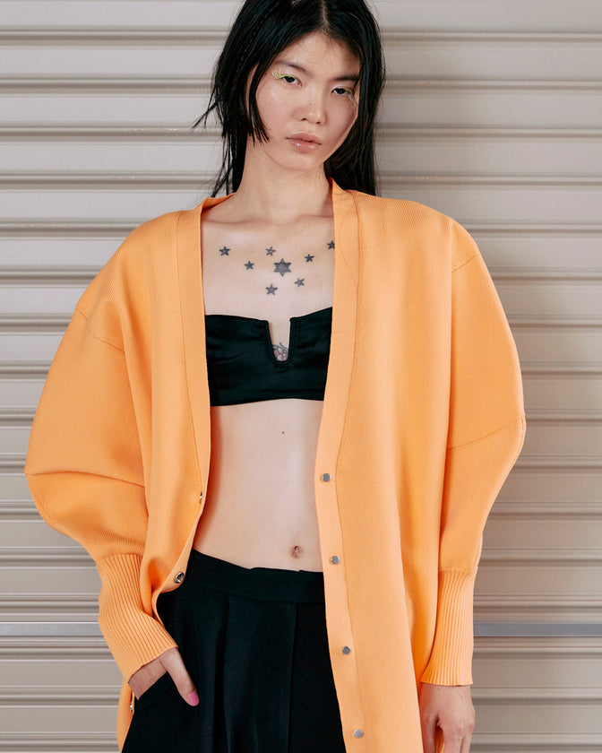 FRONT SNAP BIG KNIT CARDIGAN