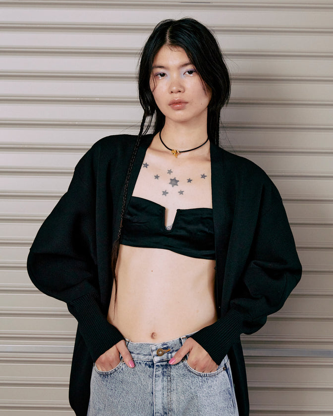 FRONT SNAP BIG KNIT CARDIGAN