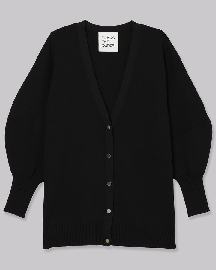 FRONT SNAP BIG KNIT CARDIGAN