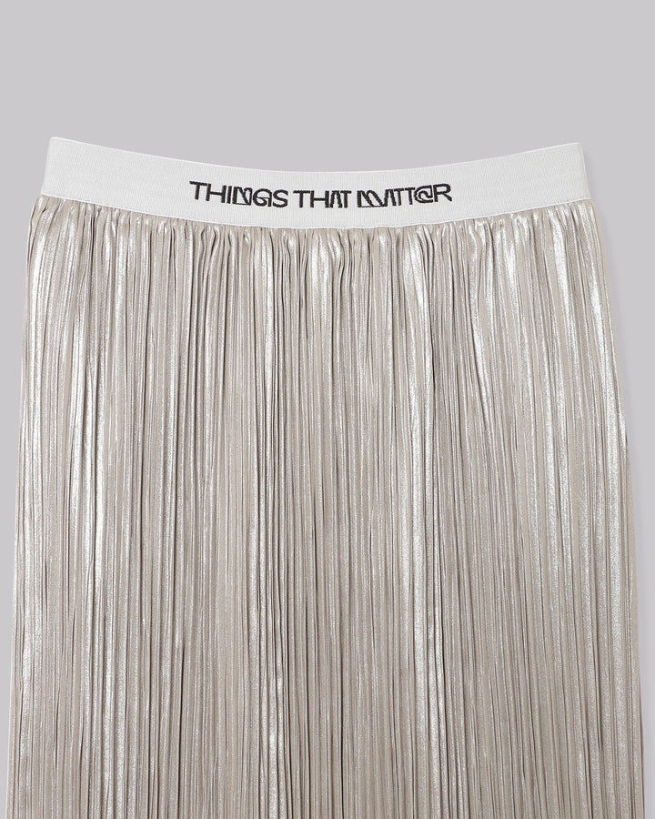 FOIL SATIN PLEATS NARROW SKIRT