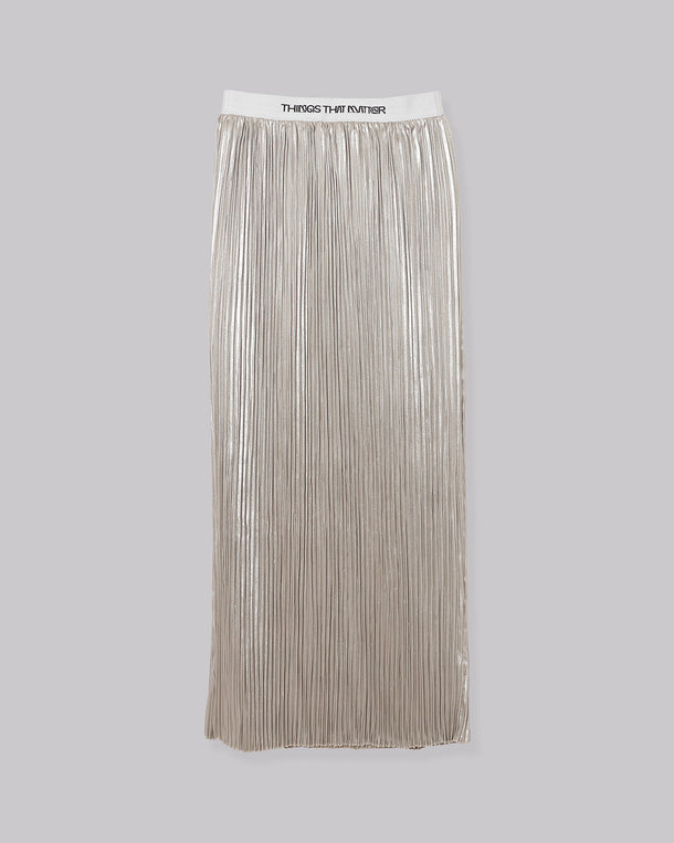 FOIL SATIN PLEATS NARROW SKIRT