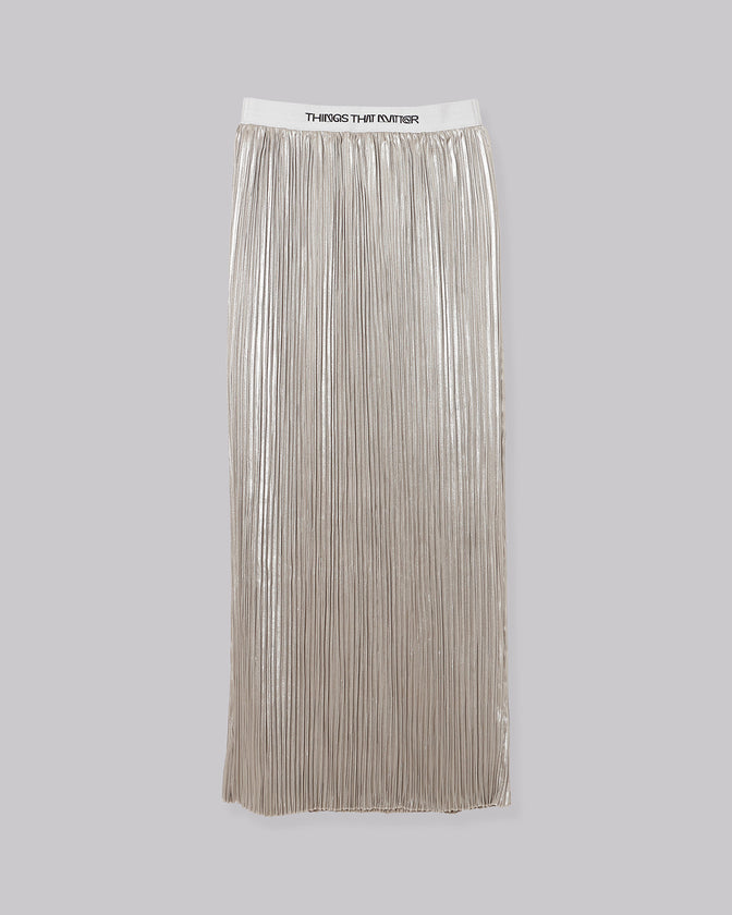 FOIL SATIN PLEATS NARROW SKIRT
