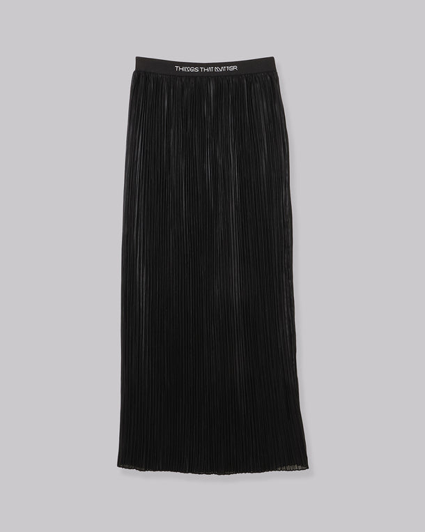 FOIL SATIN PLEATS NARROW SKIRT