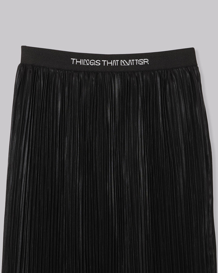 FOIL SATIN PLEATS NARROW SKIRT