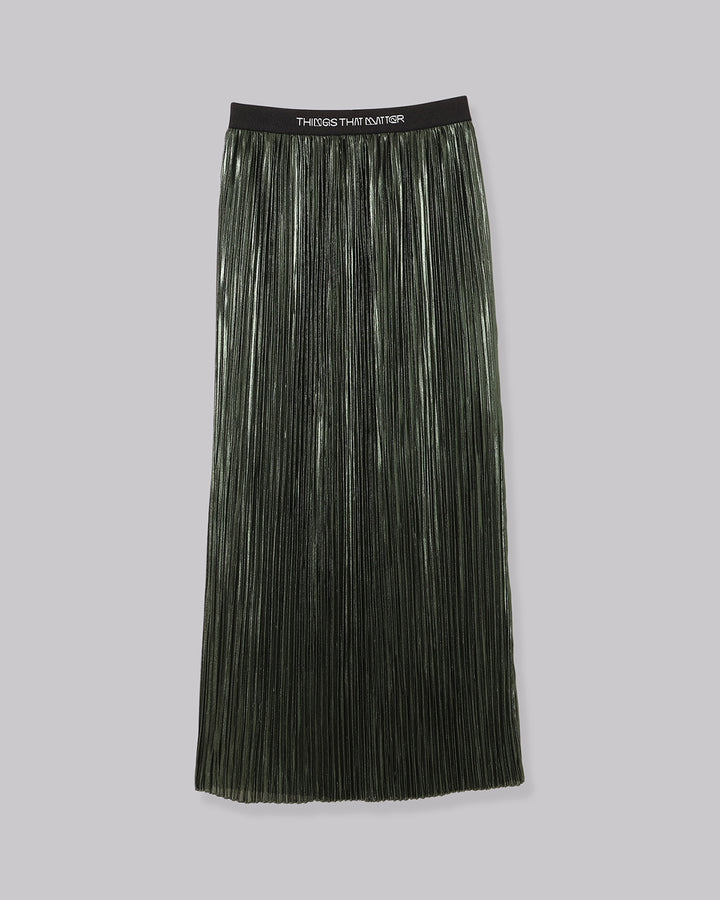 FOIL SATIN PLEATS NARROW SKIRT