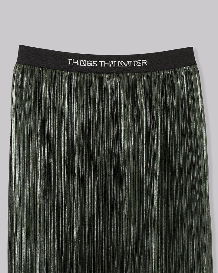 FOIL SATIN PLEATS NARROW SKIRT