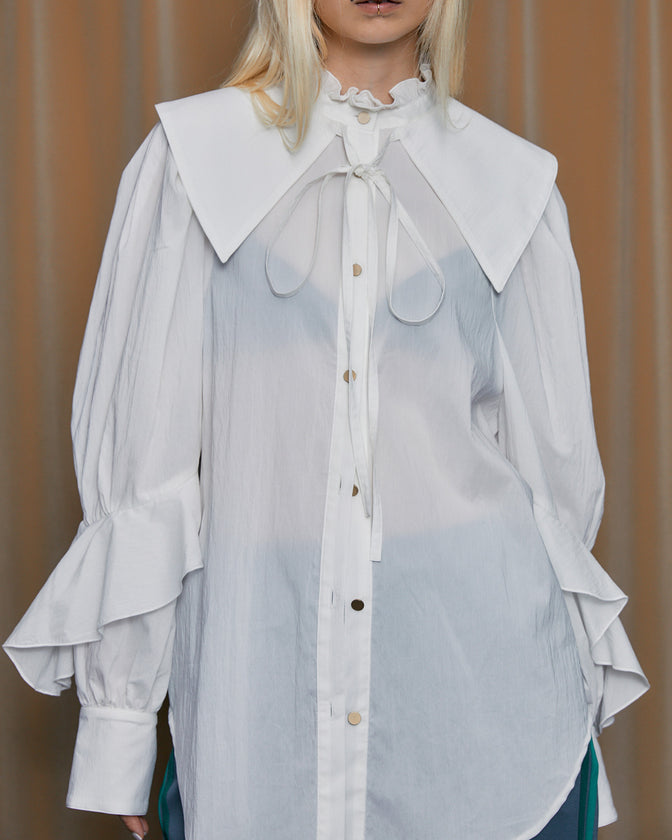 FALSE COLLAR RUFFLE BLOUSE