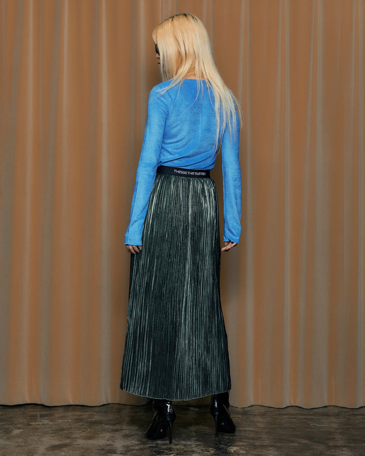 ACETATE PILE CREW NECK TOPS
