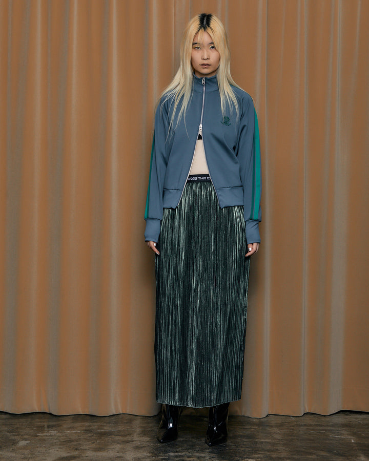 FOIL SATIN PLEATS NARROW SKIRT