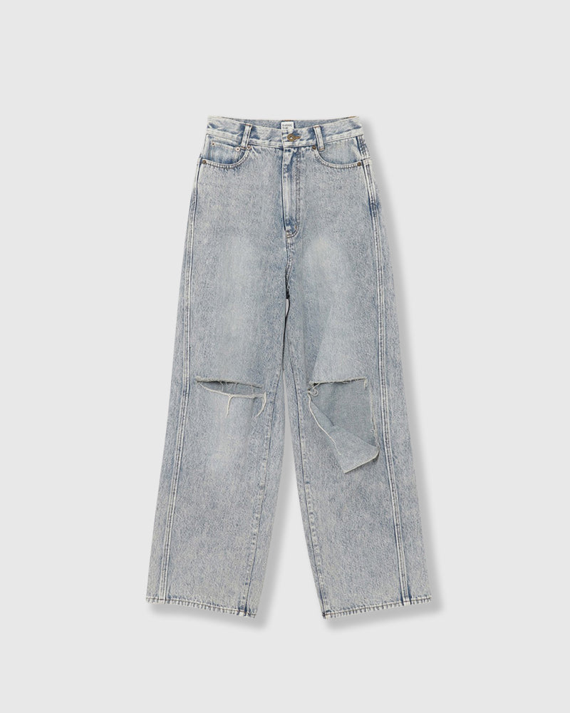 KNEE CUTTING DENIM PANTS