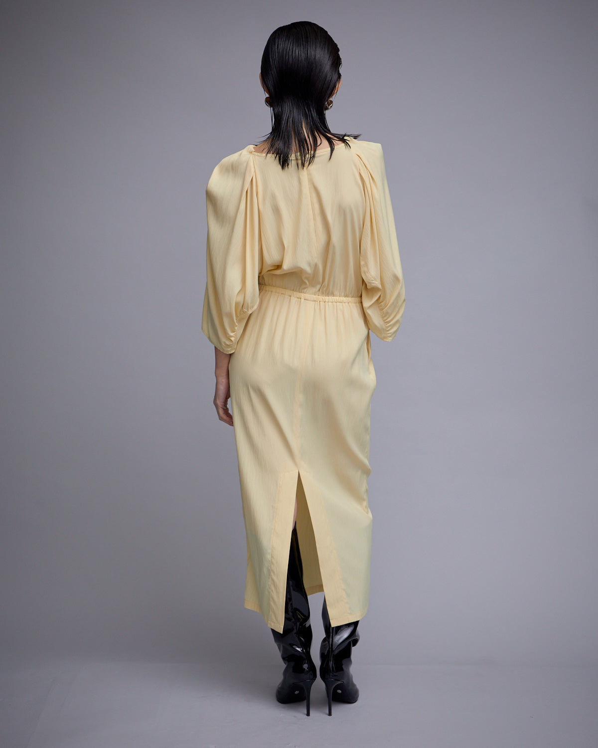 VISCOSE VOLUME SLEEVE LONG DRESS