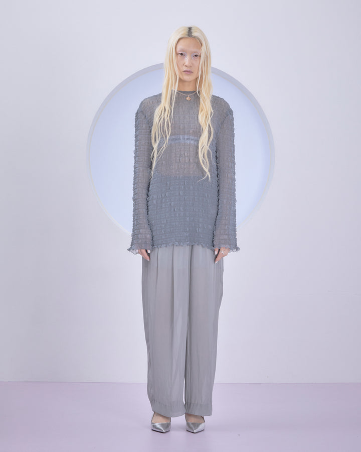SPLIT CHIFFON GATHER PANTS