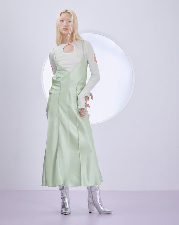OPEN BACK SATIN CAMISOLE DRESS