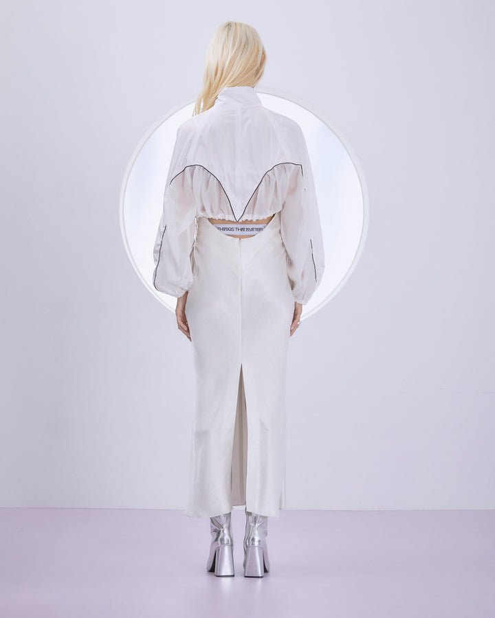 POWDER TAFFETA SHEER CROPPED BLOUSON