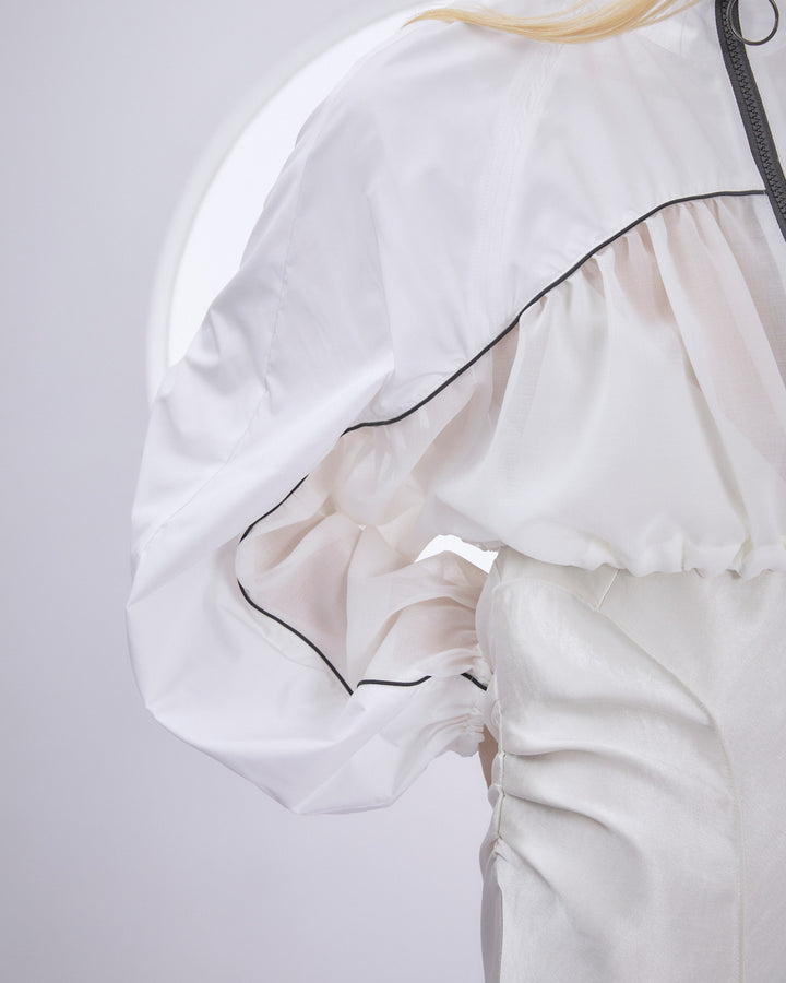 POWDER TAFFETA SHEER CROPPED BLOUSON