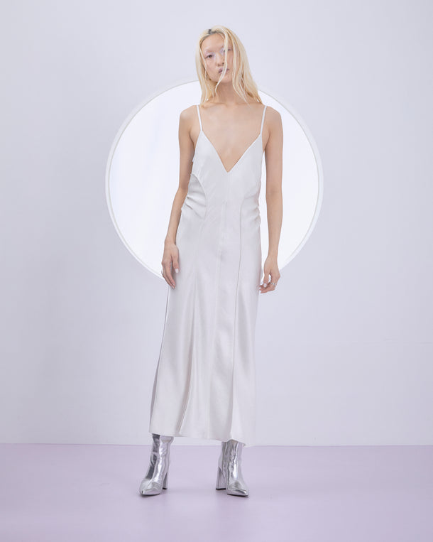 OPEN BACK SATIN CAMISOLE DRESS