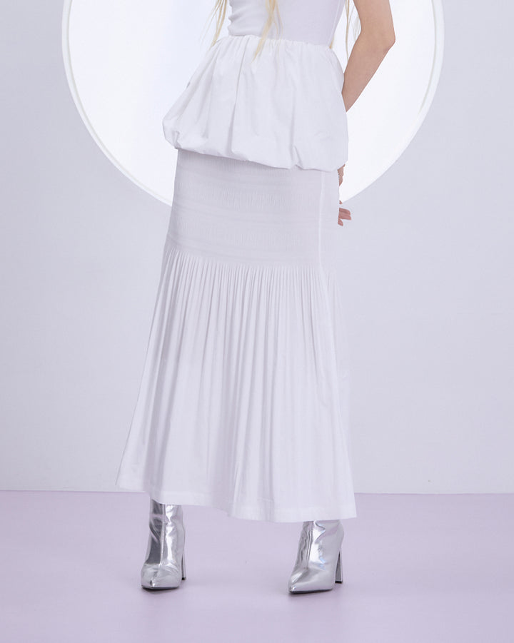 POWDER TAFFETA PLEATS SKIRT & DRESS
