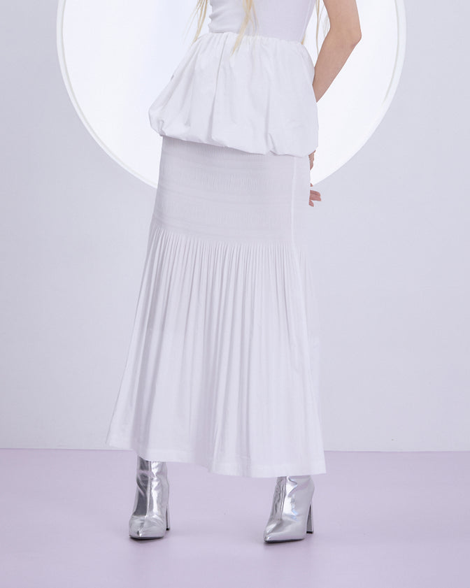 POWDER TAFFETA PLEATS SKIRT & DRESS