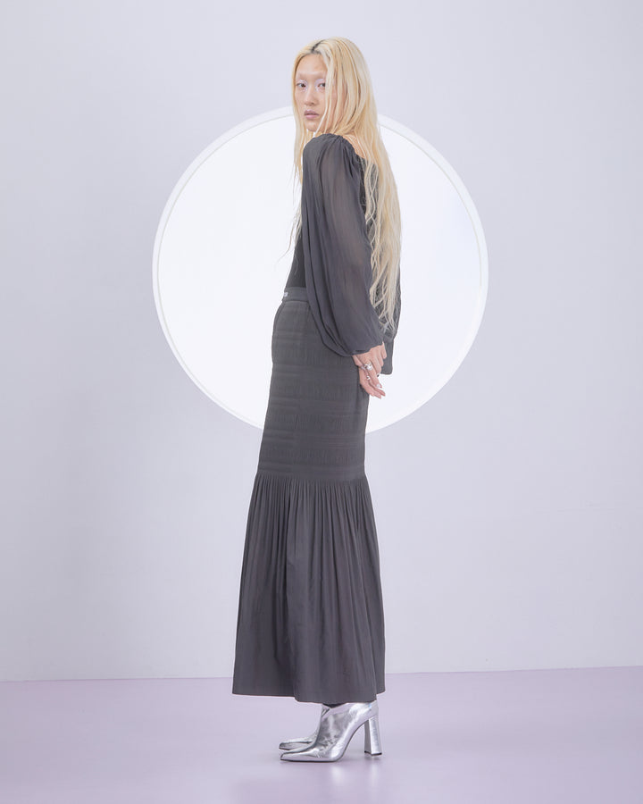 POWDER TAFFETA PLEATS SKIRT & DRESS