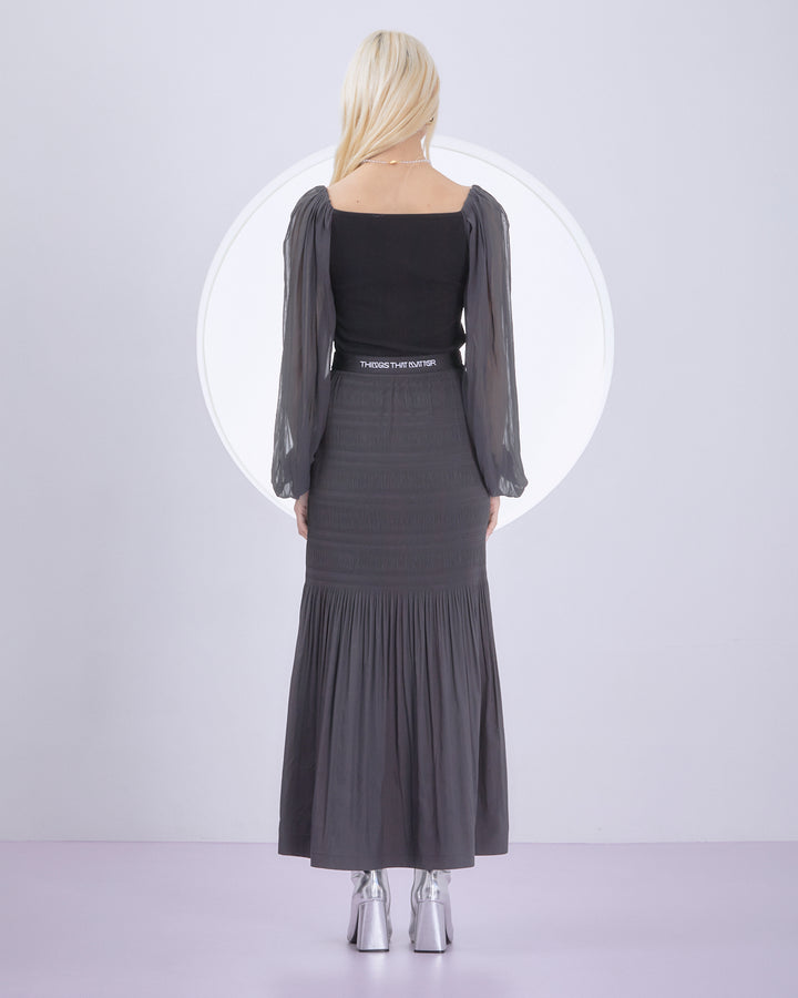 POWDER TAFFETA PLEATS SKIRT & DRESS