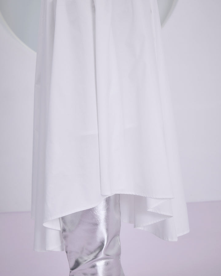 POWDER TAFFETA HALF SLEEVE DRESS