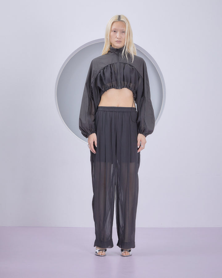 SPLIT CHIFFON GATHER PANTS