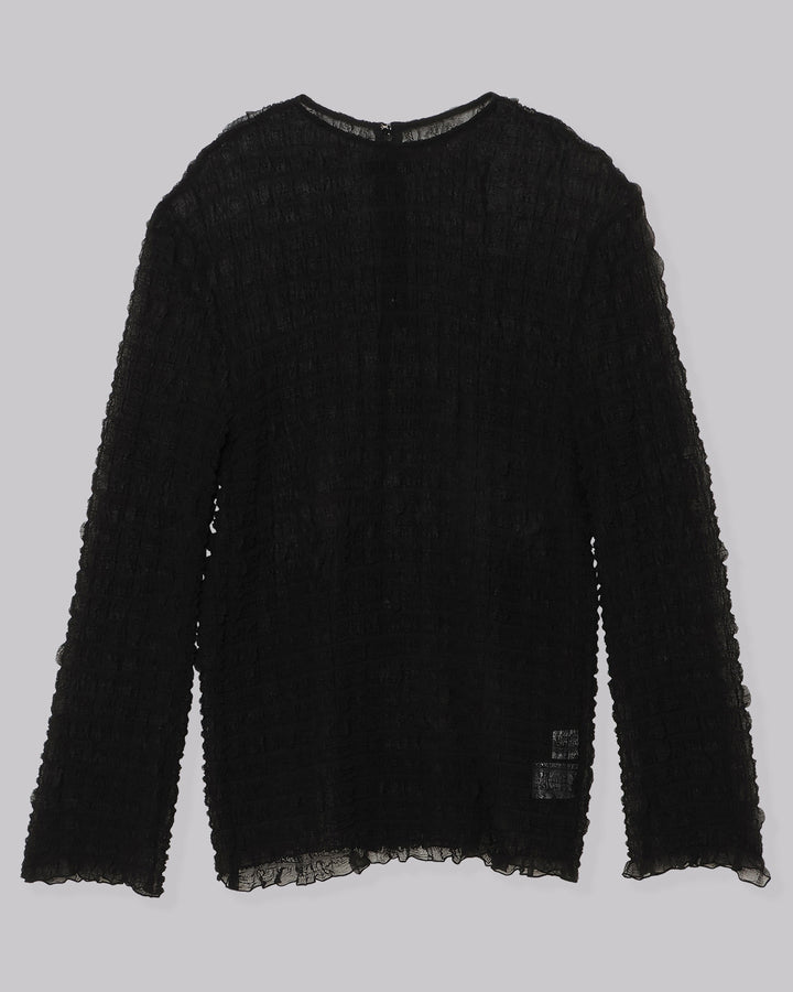 SHEER SQUARE PLEATS BIG BLOUSE