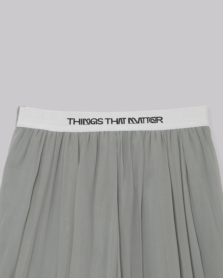 SPLIT CHIFFON GATHER PANTS