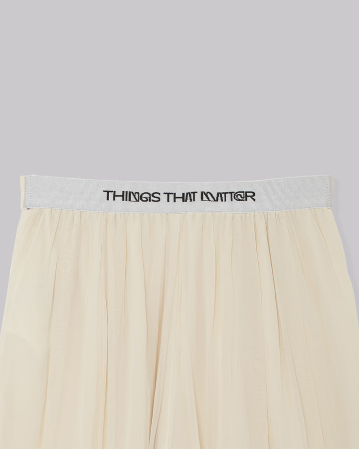 SPLIT CHIFFON GATHER PANTS