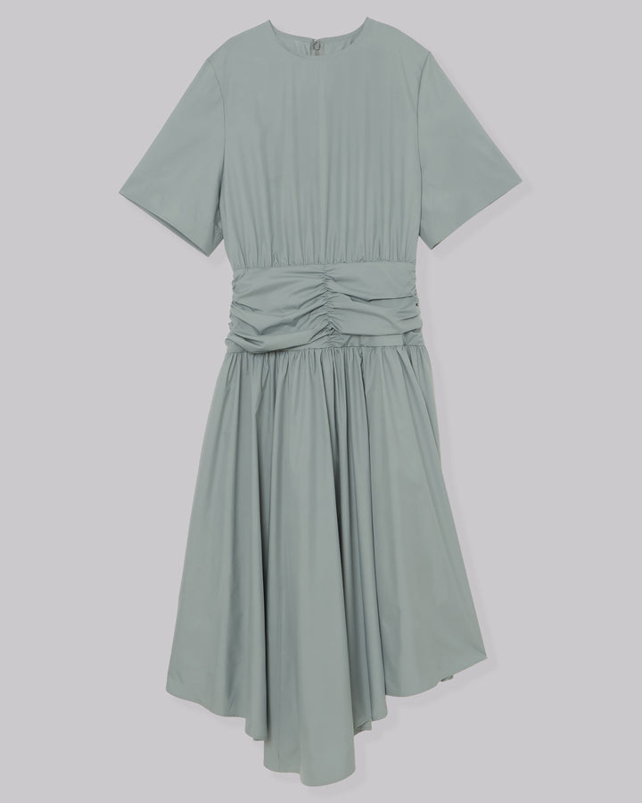POWDER TAFFETA HALF SLEEVE DRESS