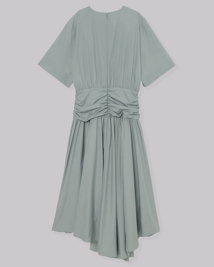 POWDER TAFFETA HALF SLEEVE DRESS