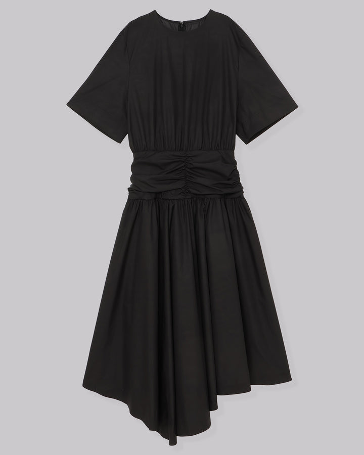 POWDER TAFFETA HALF SLEEVE DRESS