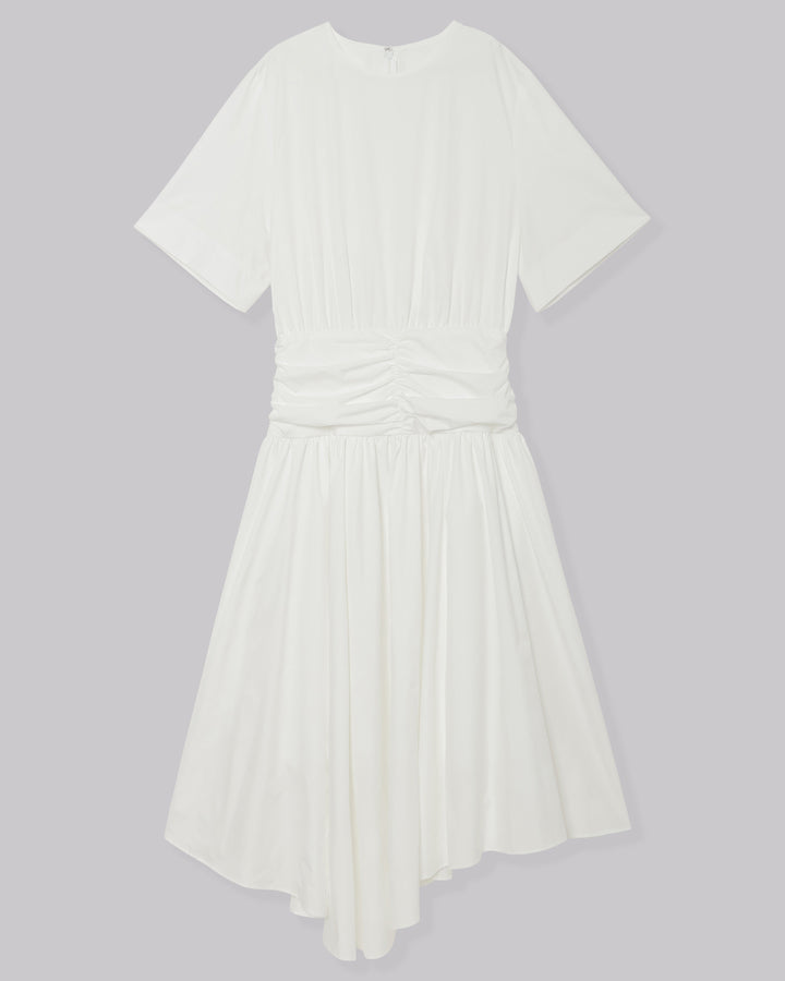 POWDER TAFFETA HALF SLEEVE DRESS