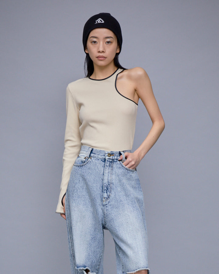 ONE SHOULDER TERECO RIB TOPS
